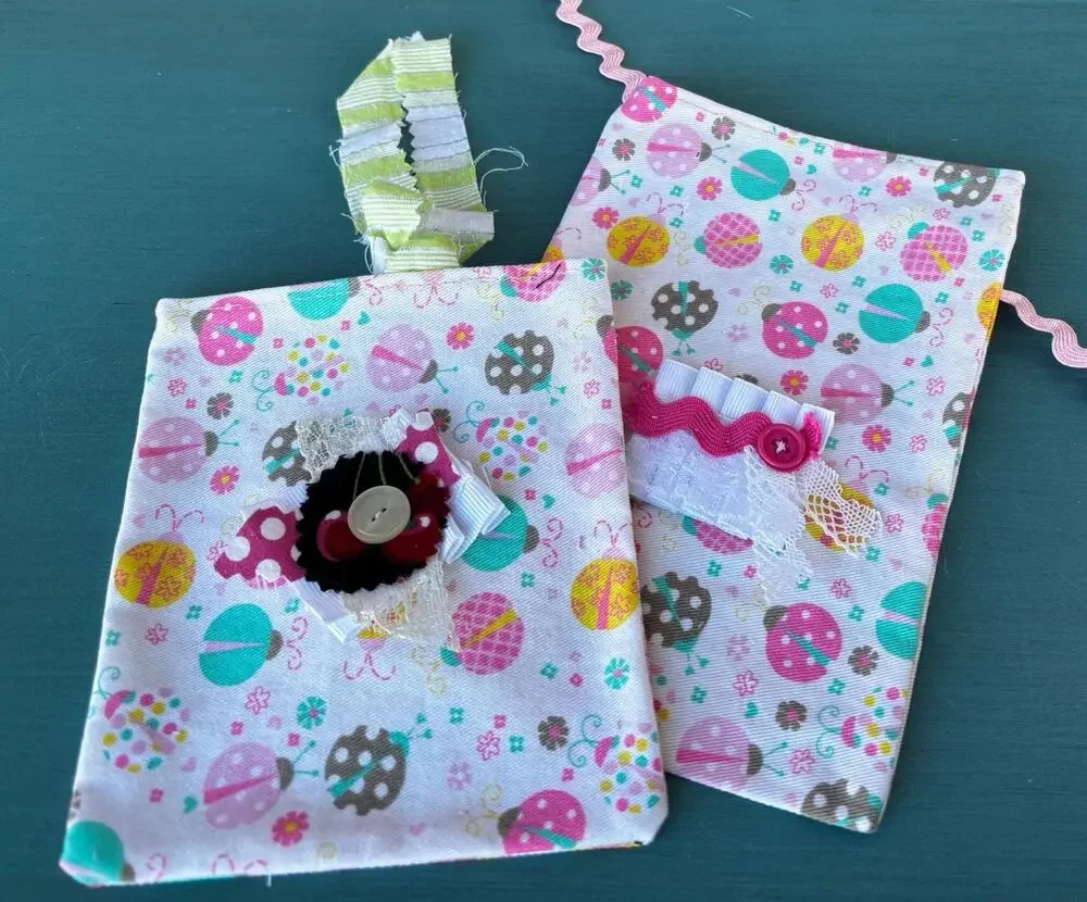 Handmade Lady Bug Gift Bag Set: Gift Wrapping Supplies